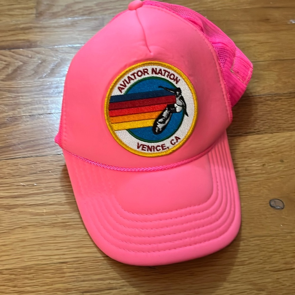 Pink aviator nation trucker hat